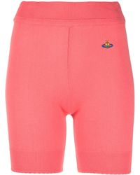 Vivienne Westwood - Embroidered-Logo Ribbed-Knit Shorts - Lyst