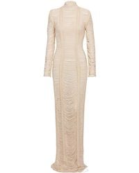 Balmain - Macramé Long-Sleeve Maxi Dress - Lyst