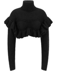 Elisabetta Franchi - Knit Sweater With Ruffles - Lyst