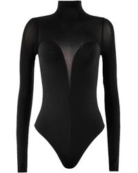 Wolford - High-Neck Sheer-Panel Bodysuit - Lyst