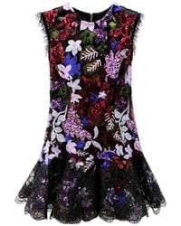 Bronx and Banco - Sequin-Embellished Floral-Lace Mini Dress - Lyst
