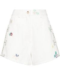 forte_forte - Embroidered Cotton Shorts - Lyst