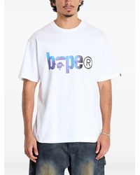 A Bathing Ape - Katoenen T-Shirt Met Tie-Dye Print En Logo - Lyst