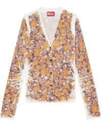 DIESEL - M-Blomien Floral Ribbed V-Neck Cardigan - Lyst