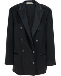 Alberta Ferretti - Doppelreihige Jacke mit Satinrevers - Lyst