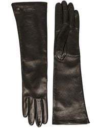 Max Mara - Logo-Plaque Leather Gloves - Lyst
