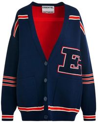 Essentiel Antwerp - Striped Letter-Appliqué Cardigan - Lyst