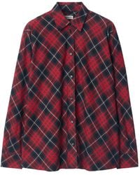 Burberry - Geruit Katoenen Blouse - Lyst
