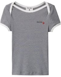 Miu Miu - X Petit Bateau T-Shirt À Rayures - Lyst