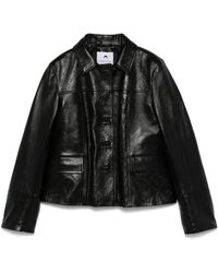 Marine Serre - Moonogram-Embossed Leather Jacket - Lyst