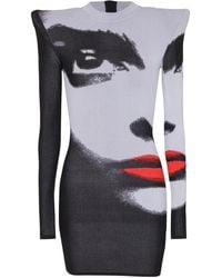 Balmain - Vestido corto con motivo de cara - Lyst