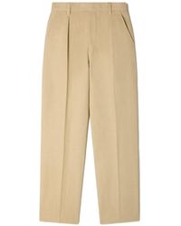 Sandro - Wide Pleated Cotton-Linen Trousers - Lyst