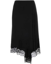 McQueen - Lace-Trim Asymmetric Midi Skirt - Lyst