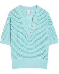 Varley - Callie Open-Knit Button-Detail Polo Shirt - Lyst