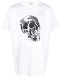 McQueen - Printed Cotton T-Shirt - Lyst