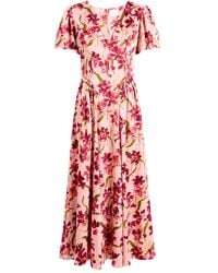 Cinq À Sept - Puff-Sleeve Floral-Print Dress - Lyst