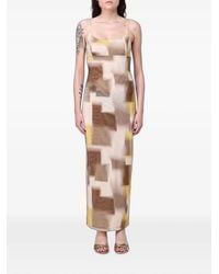 Emporio Armani - Cabstract-Print Tulle Maxi Dress - Lyst