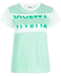 Vivetta - Gestreiftes T-Shirt mit Logo-Print - Lyst