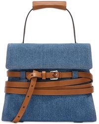 Moschino - Belt-Detail Denim Shoulder Bag - Lyst