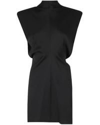 FEDERICA TOSI - Padded-Shoulder Sleeveless Mini Dress - Lyst