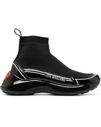 Love Moschino - Logo-Embossed High-Top Sneakers - Lyst
