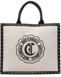 Just Cavalli - Logo-embroidered Canvas Tote Bag - Lyst
