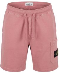 Stone Island - Organic Cotton Fleece Shorts - Lyst
