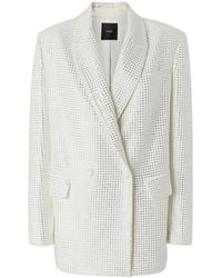 Pinko - Stud-Embellished Double-Breasted Notched Blazer - Lyst