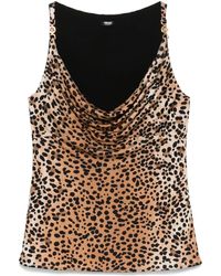 Versace - Top con cuello desbocado y estampado de leopardo - Lyst