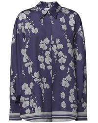 Genny - Floral-Print Silk-Satin Shirt - Lyst