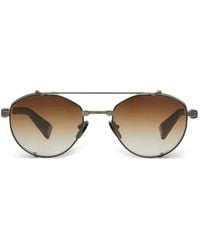 Balmain - Brigade Iv Geometric-Frame Double-Bridge Sunglasses - Lyst