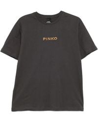Pinko - Logo-Print Rhinestone-Embellished T-Shirt - Lyst