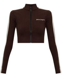 Palm Angels - Logo-Print Zip-Up Cropped Sweatshirt - Lyst