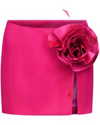 Area - Floral-Appliqué Wool Mini Skirt - Lyst