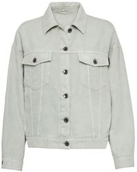 Brunello Cucinelli - Monili-detail Denim Shirt Jacket - Lyst