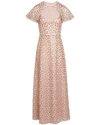 Giambattista Valli - Daisies Midi-Jurk Met Geborduurde Bloemen - Lyst