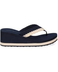 Tommy Hilfiger - Crochet-Strap Wedge Flip-Flops - Lyst