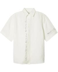 Paul Smith - Ecru Linen Embroidered Quotes Shirt - Lyst