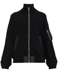 Sacai - Ribbed-Knit Zip-Up Cardigan - Lyst