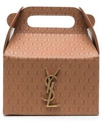 Saint Laurent - Debossed-monogram Leather Tote Bag - Lyst