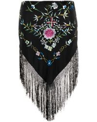 Conner Ives - Floral-embroidery Fringed Skirt - Lyst