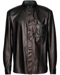 Ferragamo - Chaqueta De Piel Con Costuras En Contraste - Lyst