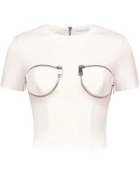 Area - Zipper Bustier Cup T-Shirt - Lyst
