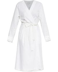 Hanro - Lace-Trimmed Wrap Midi Dress - Lyst