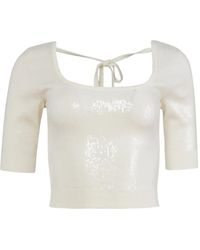 Fleur du Mal - Sequin Scoop-Neck Knit Top - Lyst