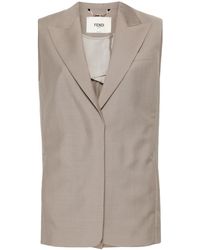 Fendi - Embroidered Logo Mohair Wool Waistcoat - Lyst