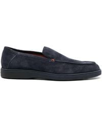 Santoni - Suede Round-toe Loafers - Lyst