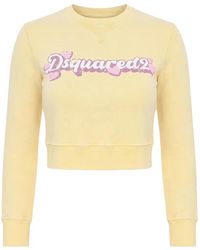 DSquared² - Logo-Print Cropped Sweatshirt - Lyst