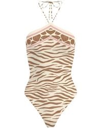 MC2 Saint Barth - Animal-Print Halterneck Swimsuit - Lyst