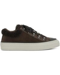 Brunello Cucinelli - Shearling-Trim Lace-Up Sneakers - Lyst